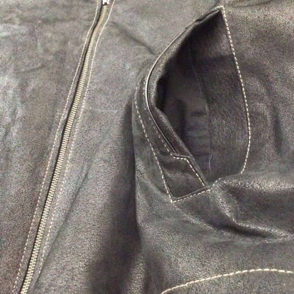 CRUZE men black genuine leather jacket mid season classic plus size 2XL - Picture 10 of 16